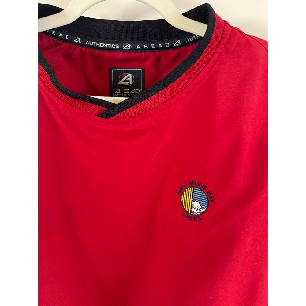 Ahead Authentics Half Moon Bay Links Golf Red Windbreaker Pullover EUC Size S